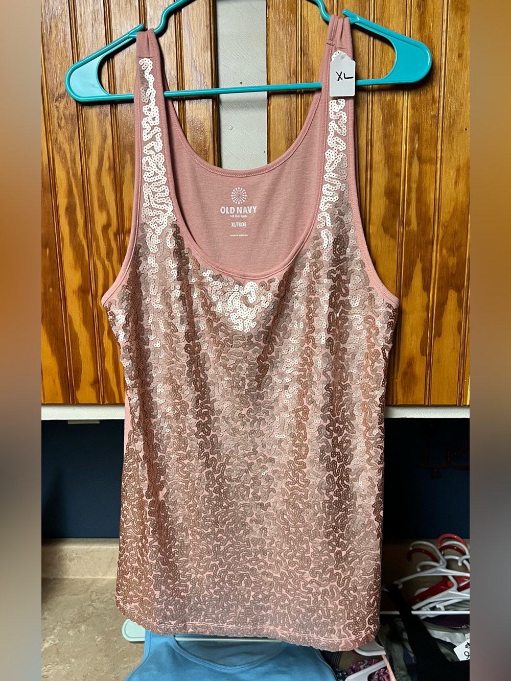 Old Navy Rose Pink Sequin Tank Top size XL